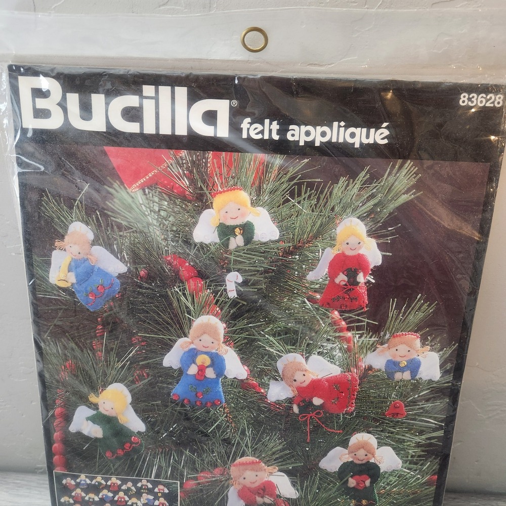 Vintage Bucilla 1996 Felt Applique Kit 83628 Angels Set of 50 Ornaments Crafting